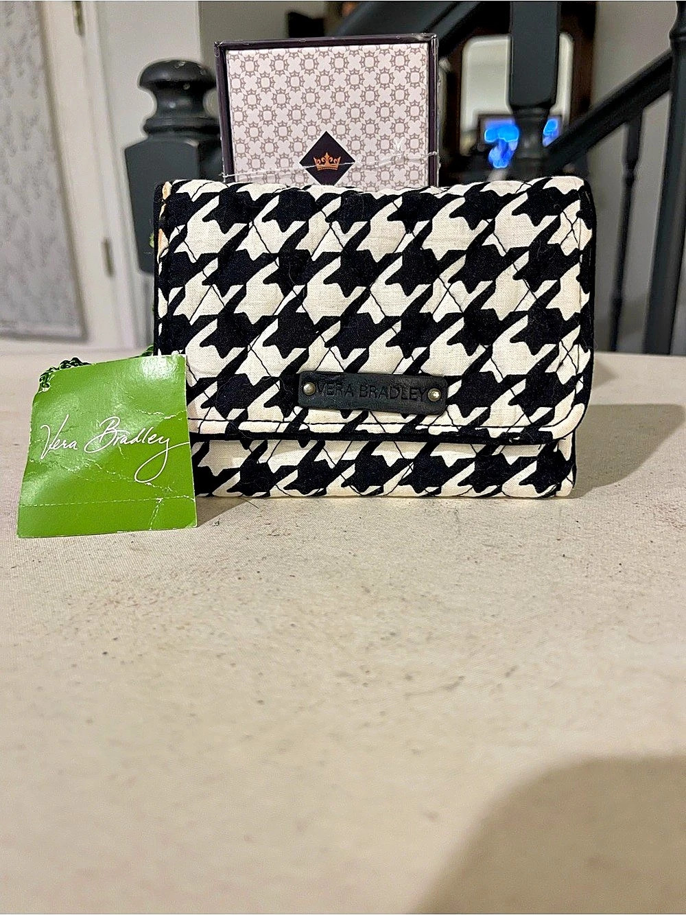 Vera Bradley Petite Trifold Wallet Black & White NWT